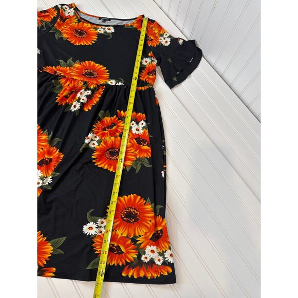 Tralibee Black & Orange Floral Dress & Cathy Sleeveless Midi Dress Bundle Size L - Picture 4 of 10
